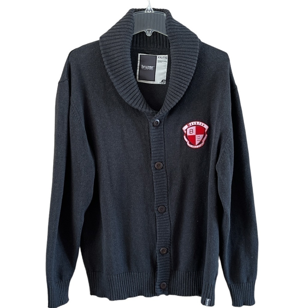 Bruzer Berkeley college of music buttoned cardigan sweater size XXL gray